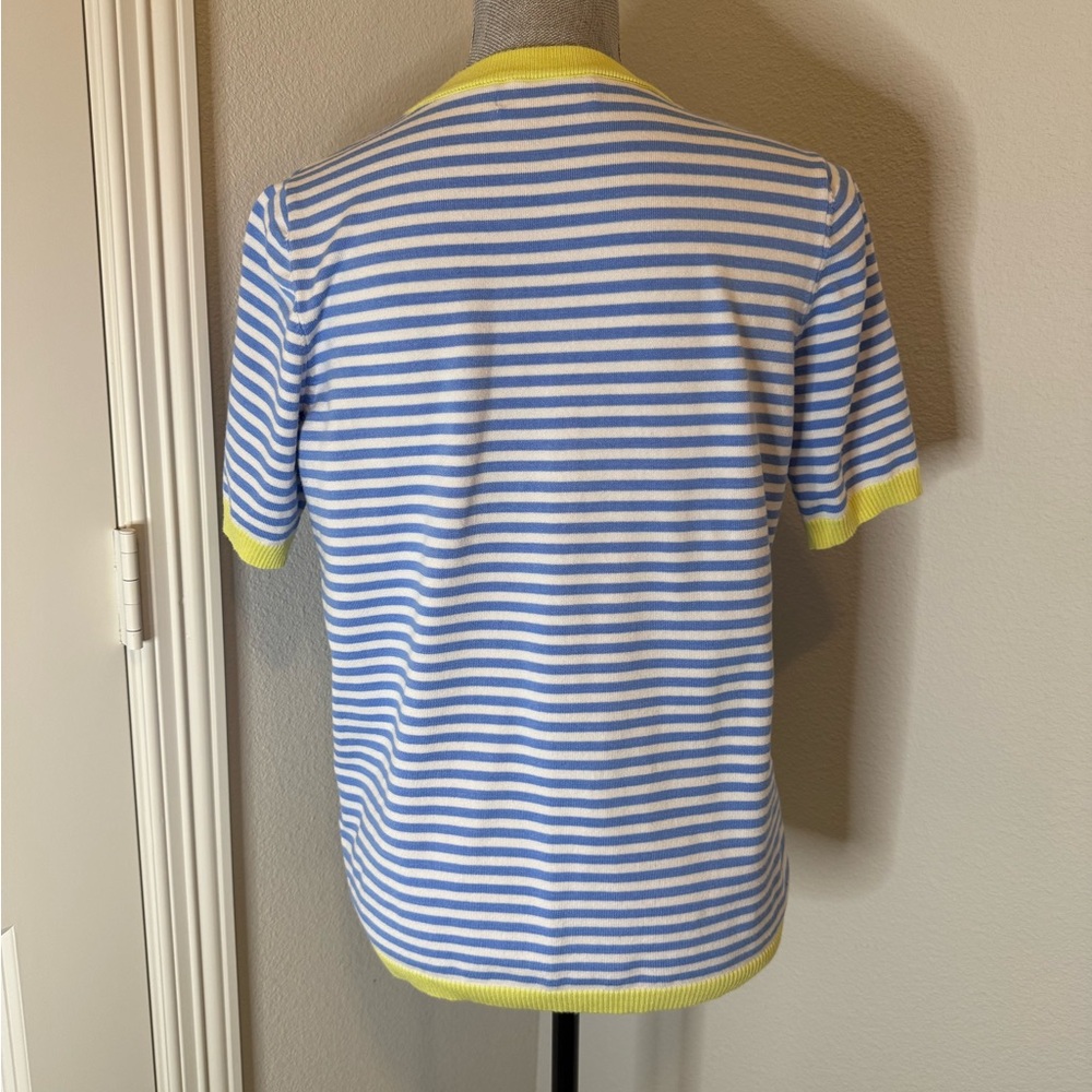 Blue and White Striped Sweater with Yellow Accents | M - Picture 4 of 11
